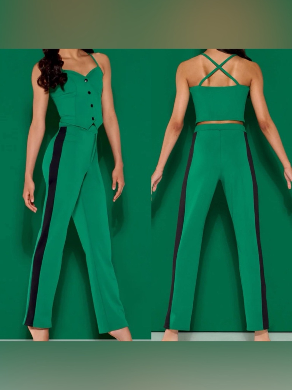 Kelle dance costume 2 piece green vest pants trousers WALK THE LINE 3871A LA